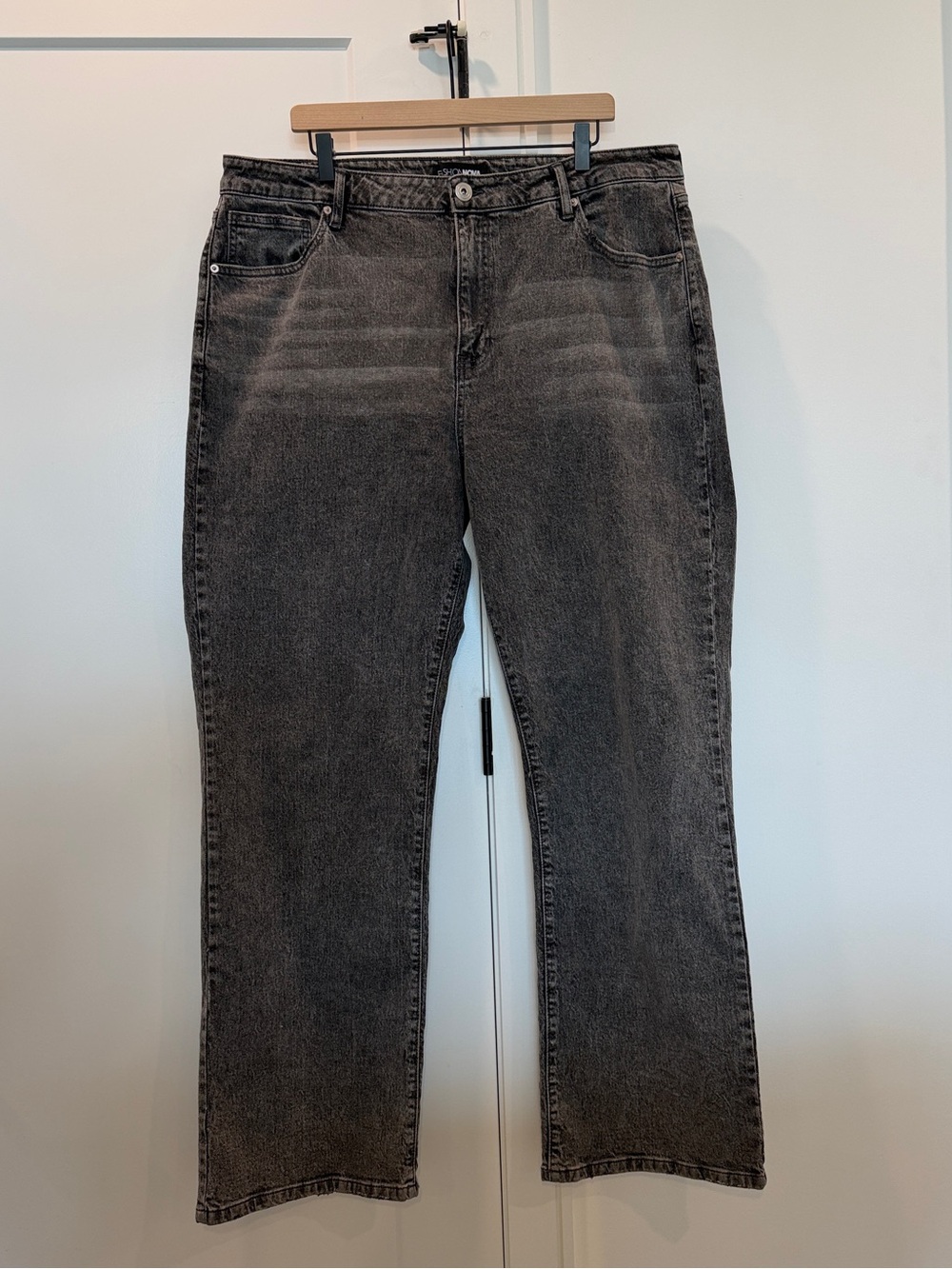 Black Washed Straight-Leg Jeans